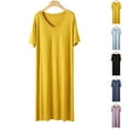 thumbnail image 1 of Feancey Nightdress for Women Loose Fit Casual Modal Nightgowns Summer Short Sleeve V Neck Sleep Dress Soft Lounge Sleepwear 2025 Fashion Gift Ideas Gray XXL, 1 of 9
