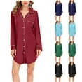 thumbnail image 1 of Feancey Nightshirts for Women Soft Modal Sleep Dress Long Sleeve Button Down Nightgowns Loose Fit Casual Pajama Dresses Sky Blue XL, 1 of 5