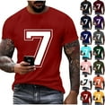thumbnail image 1 of Feancey Number 7 T-Shirt Unisex Short Sleeve Varsity Shirt Sports Team Jersey 7th Birthday Gifts Tops for Men and Women Army Green L, 1 of 7