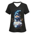 thumbnail image 1 of Feancey Nursing Scrub Tops for Women Christmas Cute Snowman Print Plus Size Working T-Shirt Stretch Short Sleeve V Neck Nurse Medical Scrubs with Pockets Multicolor L, 1 of 5
