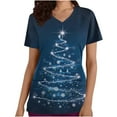 thumbnail image 1 of Feancey Nursing Scrubs Printed Tops for Women Christmas Scrub Shirts Novelty Xmas Tree Graphic Tunic Blouse Stretchy V-Neck Short Sleeve Nurse Uniforms Multicolor M, 1 of 4