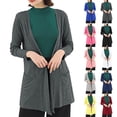 thumbnail image 1 of Feancey Open Front Cardigan for Women Long Sleeve Lightweight Kimono Jacket Soft Stretchy Shrug Cardigans Thin Fall Outerwear with Pockets White Free Size, 1 of 5