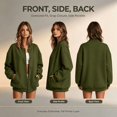 thumbnail image 1 of Feancey Womens Snap Button Bomber Jackets Y2K Casual Collarless Varsity Jacket Drop Shoulder Long Sleeve Lightweight Outerwear with Pockets L, 1 of 8