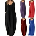 thumbnail image 1 of Feancey Oversized Maxi Dresses for Women Summer Plus Size Boho Vacation Dress Loose Fit Casual Long Sleeve V Neck Beach Dresses with Pockets Wine S, 1 of 6