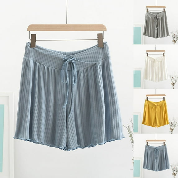 Feancey Pajama Shorts for Women Soft Casual Modal Shorts Drawstring Elastic Waist Maternity Shorts Basic Solid Pjs Shorts White 3XL