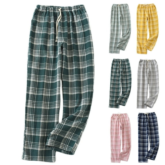 Feancey Plaid Pajama Pants for Women Wide Leg Sleep Pants Winter Fleece Lined Pj Bottoms Cozy Flannel Thermal Loungewear with Pockets Holiday Gifts Navy XL