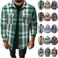 thumbnail image 1 of Feancey Plaid Shirts for Men Long Sleeve Lightweight Shacket Jacket Fall Casual Button Down Shirt Regular Fit Fashion Streetwear Tops with Pockets Khaki XL, 1 of 4