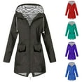 thumbnail image 1 of Feancey Plus Size Hooded Raincoat for Women Outdoor Hiking Windbreaker Jacket Full Zip Long Waterproof Windproof Travel Jackets Lightweight with Pockets Daily Sales, 1 of 6