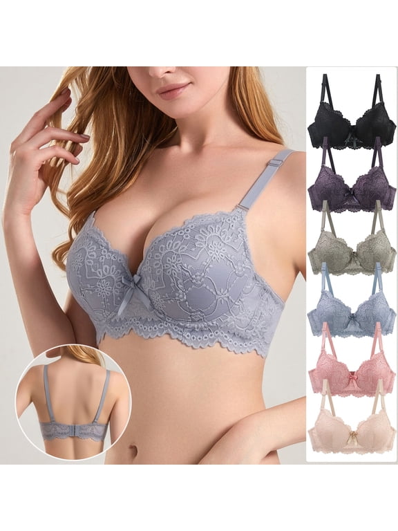 Plus Size Lace Underwire Bras for Women Comfort Everyday Brassiere Adjustable Straps Push Up Bra Anti-Sagging Supportive Bras Beige 70B