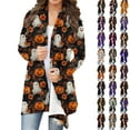 thumbnail image 1 of Feancey Plus Size Open Front Cardigans for Women Halloween Novelty Print Shawl Cardigan Milk Silk Soft Long Sleeve Duster Cardigans Multicolor 4XL, 1 of 8