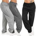 thumbnail image 1 of Feancey Plus Size Sweatpants for Women Drawstring Elastic Waist Wide Leg Pants Loose Fit Casual Running Joggers Solid Color Trousers with Pockets Gray M, 1 of 6