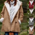 thumbnail image 1 of Feancey Plus Size Winter Coats for Women Sherpa Fleece Lined Hoodie Jackets Vintage Faux Suede Pea Coat Outerwear Gray S, 1 of 6