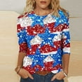 thumbnail image 1 of Feancey Plus Size Women's 3/4-Sleeve T Shirt American Flag Print Three Quarter Sleeve Tops 4th of July Casual Loose Tunic Tee Crewneck Patriotic Shirts Birthday Gift Multicolor XL, 1 of 5