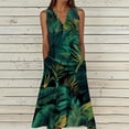 thumbnail image 1 of Feancey Plus Size Women's Flowy Vacation Dresses Boho Floral Printed Sundress Loose Sleeveless V Neck Midi Dresses Button Casual Beach Tank Dress with Pockets Multicolor 5XL, 1 of 5