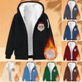 thumbnail image 1 of Feancey Plus Size Zip Up Hoodies for Women Christmas Sweatshirt Jackets Winter Sherpa Lined Hooded Jacket Cute Santa Claus Print Sweatshirts Red XL, 1 of 6