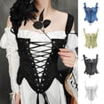 thumbnail image 1 of Feancey Push Up Corset Top for Women Victorian Bustier Tops Lace-Up Steampunk Belt Pirate Renaissance Vest Overbust Corsets & Bustiers White L, 1 of 6
