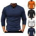 thumbnail image 1 of Feancey Quarter Zip Golf Pullover Men Slim Fit Casual Long Sleeve Polo Shirt Mens 1/4 Zipper Collar Sweatshirts Fall Lightweight Fashion Athletic Sweatshirt Red S, 1 of 7