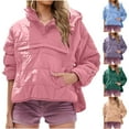 thumbnail image 1 of Feancey Quilted Pullover Puffer Jacket for Women Oversized Long Sleeve Hooded Coats Winter Warm Soft Lightweight Coat with Pocket 2024 Fashion Clothes Deal of The Day Blue M, 1 of 10