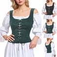 thumbnail image 1 of Feancey Renaissance Costume Women Pirate Medieval Corsets Sleeveless Lace Up Bustier Tops Steampunk Gothic Tank Top Vintage Waist Shapers Black S, 1 of 5
