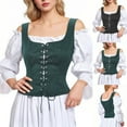 thumbnail image 1 of Feancey Renaissance Costume Women Pirate Medieval Corsets Sleeveless Lace Up Bustier Tops Steampunk Gothic Tank Top Vintage Waist Shapers Black XXL, 1 of 5