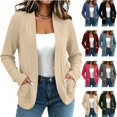 thumbnail image 1 of Feancey Ribbed Knit Cardigans for Women Long Sleeve Open Front Cardigan Sweaters Dressy Casual Knitted Cardigans Elegant Business Work Tops with Pockets Khaki M, 1 of 8