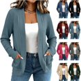 thumbnail image 1 of Feancey Ribbed Knit Cardigans for Women Long Sleeve Open Front Cardigan Sweaters Dressy Casual Knitted Cardigans Elegant Business Work Tops with Pockets Light Blue S, 1 of 8