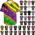 thumbnail image 1 of Feancey Sales Today Clearance Mens Hawaiian Beach Shirt Mask Printed Summer Casual Button Down Shirts Mardi Gras Short Sleeve Holiday Party Tops Carnival Themed Bowling Shirt Multicolor 4XL, 1 of 6