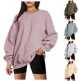 thumbnail image 1 of Feancey Oversized Sweatshirts for Women Y2K Casual Long Sleeve Crewneck Pullover Tops Spring Trendy Loose Sweatshirt Without Hood Pink XL, 1 of 6