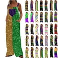 thumbnail image 1 of Feancey Sales Today Clearance Wide Leg Jumpsuits for Women Mardi Gras Sparkly Sequin Party Rompers Colorblock Striped Trendy Bib Overalls Sleeveless Casual Dressy Jumpsuit Multicolor XL, 1 of 8