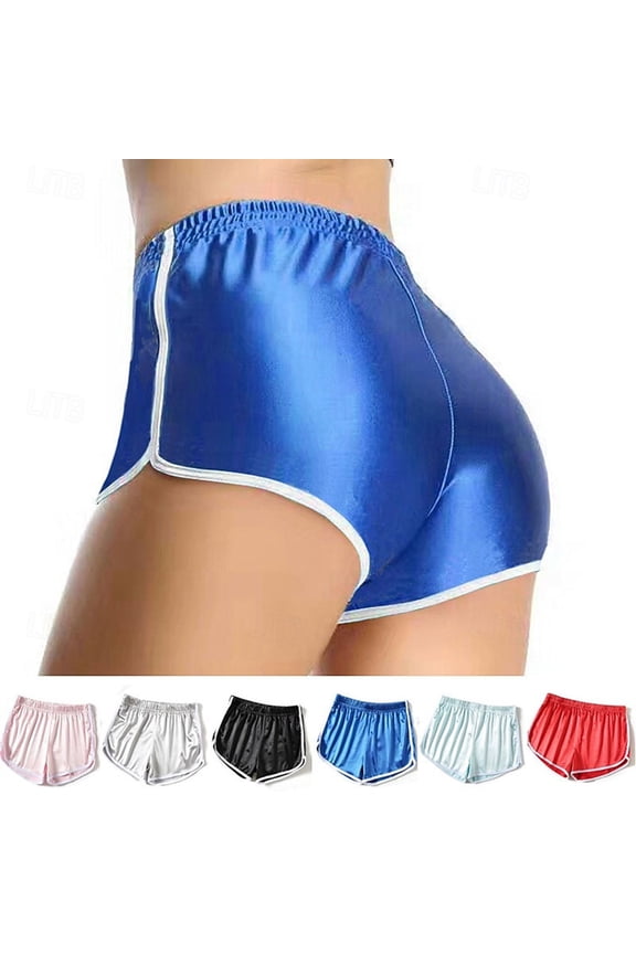 Satin Shorts for Women Elastic Waist Booty Shorts Soft Silky Butt Lifting Dolphin Shorts Sports Yoga Running Hot Pants Sky Blue S