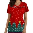 thumbnail image 1 of Feancey Scrubs for Women Tops Printed Christmas Scrub Shirts Soft Stretchy Nursing Uniforms Nurse Short Sleeve V-Neck Working T-shirts with Pockets Christmas Multicolor M, 1 of 4