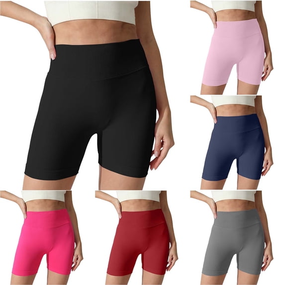Feancey Seamless Yoga Shorts for Women High Waist Tummy Control Athletic Shorts Buttery Soft Stretchy Workout Shorts Butt Lifting Summer Shorts Pink L