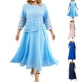 thumbnail image 1 of Feancey Semi Formal Dresses for Women Lace Plus Size Wedding Guest Dress Elegant Flowy Chiffon Midi Dresses Trendy Dressy Cocktail Party Dress Pink 3XL, 1 of 4