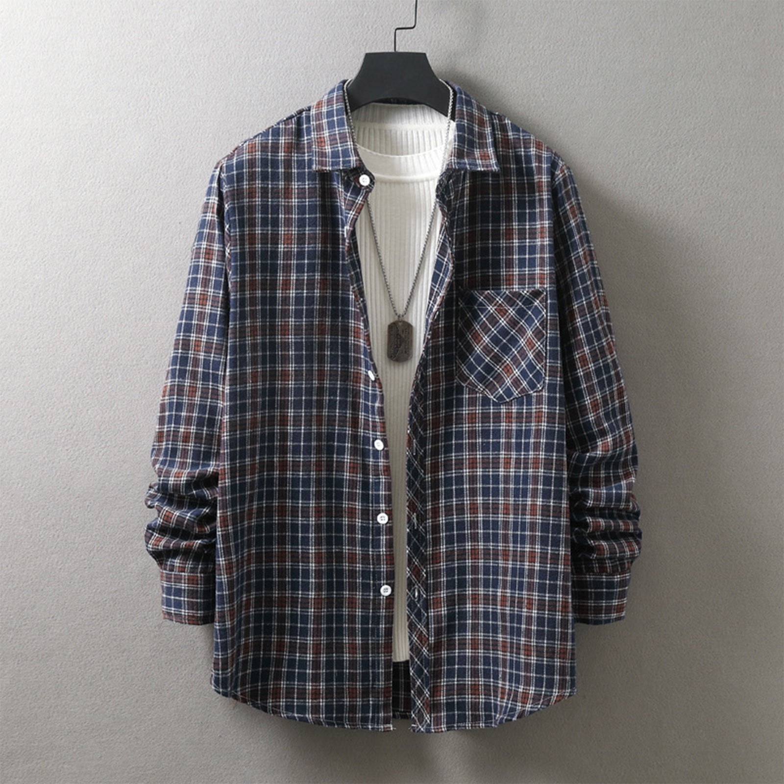 UANEO Mens Corduroy Patchwork Long Sleeve Casual Button Down Shirt Shacket