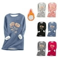 thumbnail image 1 of Feancey Sherpa Lined Women Tops Winter Casual Floral Print Crewneck Pullover Comfy Fleece Thermal Loungewear Thicken Warm Christmas Pajamas Dark Gray S, 1 of 4