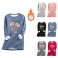 thumbnail image 1 of Feancey Sherpa Lined Women Tops Winter Casual Floral Print Crewneck Pullover Comfy Fleece Thermal Loungewear Thicken Warm Christmas Pajamas Gray M, 1 of 4