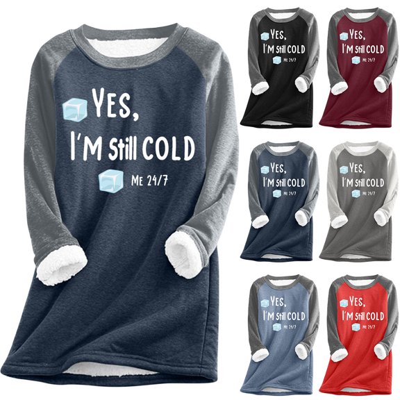 Feancey Sherpa Tops for Women Trendy Fleece Lined Christmas Sweatshirts Winter Casual Letter Print Crewneck Pullover Warm Tunic Sweatshirt Black S