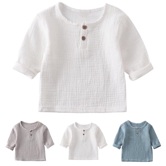 Feancey Short Sleeve T Shirts for Toddler Boys Girls Button Up Round Neck Tops Kids Solid Color Loose Tshirts Summer Blouse Flash Sale Of The Day Gray 2 Years