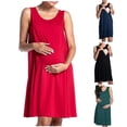 thumbnail image 1 of Feancey Sleeveless Maternity Dresses for Women Cotton Casual Nursing Breastfeeding Dress Comfy Loose Pregnancy Dresses Summer Lounge Nightgowns Black S, 1 of 5