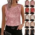 thumbnail image 1 of Feancey Sleeveless Sequin Tops for Women Dressy Trendy Glitter Party Tank Tops Sparkly Shimmer Camisole Top Shiny Night Club Clothes Red S, 1 of 10