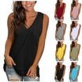 thumbnail image 1 of Feancey Sleeveless Shirts for Women Dressy Casual V Neck Tank Tops Comfy Loose Workout Shirt Solid Color Basic Camisole Top Orange XXL, 1 of 4
