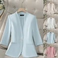 thumbnail image 1 of Feancey Slim Fit Blazers for Women Business Casual 3/4 Sleeve Suit Jackets One Button V Neck Office Work Jacket with Pockets White XXL, 1 of 6