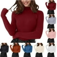 thumbnail image 1 of Feancey Slim Fit Pullover Sweater Women Mock Neck Long Sleeve Sweaters Ribbed Knit Soft Turtleneck Jumper Tops Thermal Underwear Beige Free Size, 1 of 9