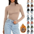 thumbnail image 1 of Feancey Slim Fit Thermal Tops for Women Turtleneck Long Sleeve Tshirts Winter Fleece Warm Pullover Solid Color Basic Tees Soft Comfy Underwear Gray XL, 1 of 10
