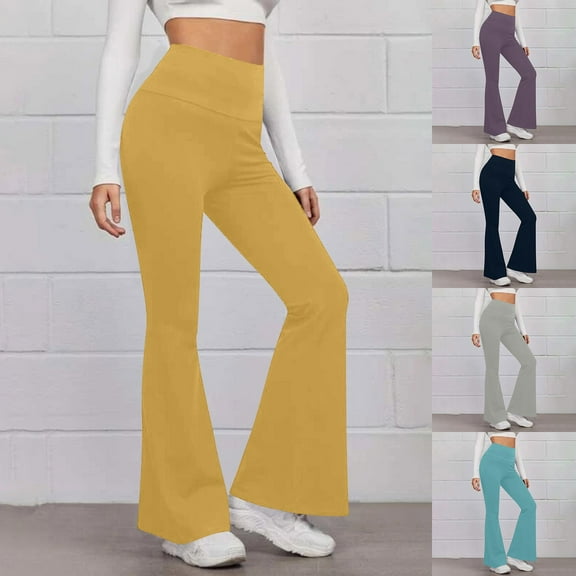 Feancey Soft Flare Leggings for Women Tummy Control Bootcut Pants Stretchy Slim Fit Workout Yoga Pants High Waisted Athletic Tights 90 Percent Off Purple M