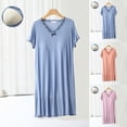 thumbnail image 1 of Feancey Soft Nightgowns for Women Modal Short Sleeve V Neck Sleep Dress Ruffle Casual Padded Nightdress Cozy Nightshirts Loungewear Flash Clearance Sale Pink M, 1 of 6