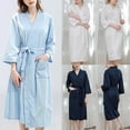 thumbnail image 1 of Feancey Soft Robes for Women Long Waffle Knit Bathrobe Lightweight Kimono Robe Cozy Casual Belted Spa Robes Nightgowns with Pockets Navy L, 1 of 10