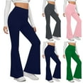 thumbnail image 1 of Feancey Soft Yoga Pants for Women Tummy Control Flare Sports Pants Solid Color Workout Leggings Slim Fit Casual High Waisted Bootcut Pants Navy S, 1 of 10