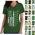 thumbnail image 1 of Feancey St. Patrick's Day Plus Size Scrubs for Women Lucky Shamrock Printed Scrub Tops Stretch Short Sleeve V Neck Nursing Shirts Clover Graphic Tees with Pockets Black M, 1 of 7