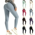 thumbnail image 1 of Feancey Stretchy Leggings for Women Seamless Butt Lift Workout Tights Solid Casual Tummy Control Yoga Pants Basic Solid High Waisted Pants Today's Sales Clearance Blue L, 1 of 6
